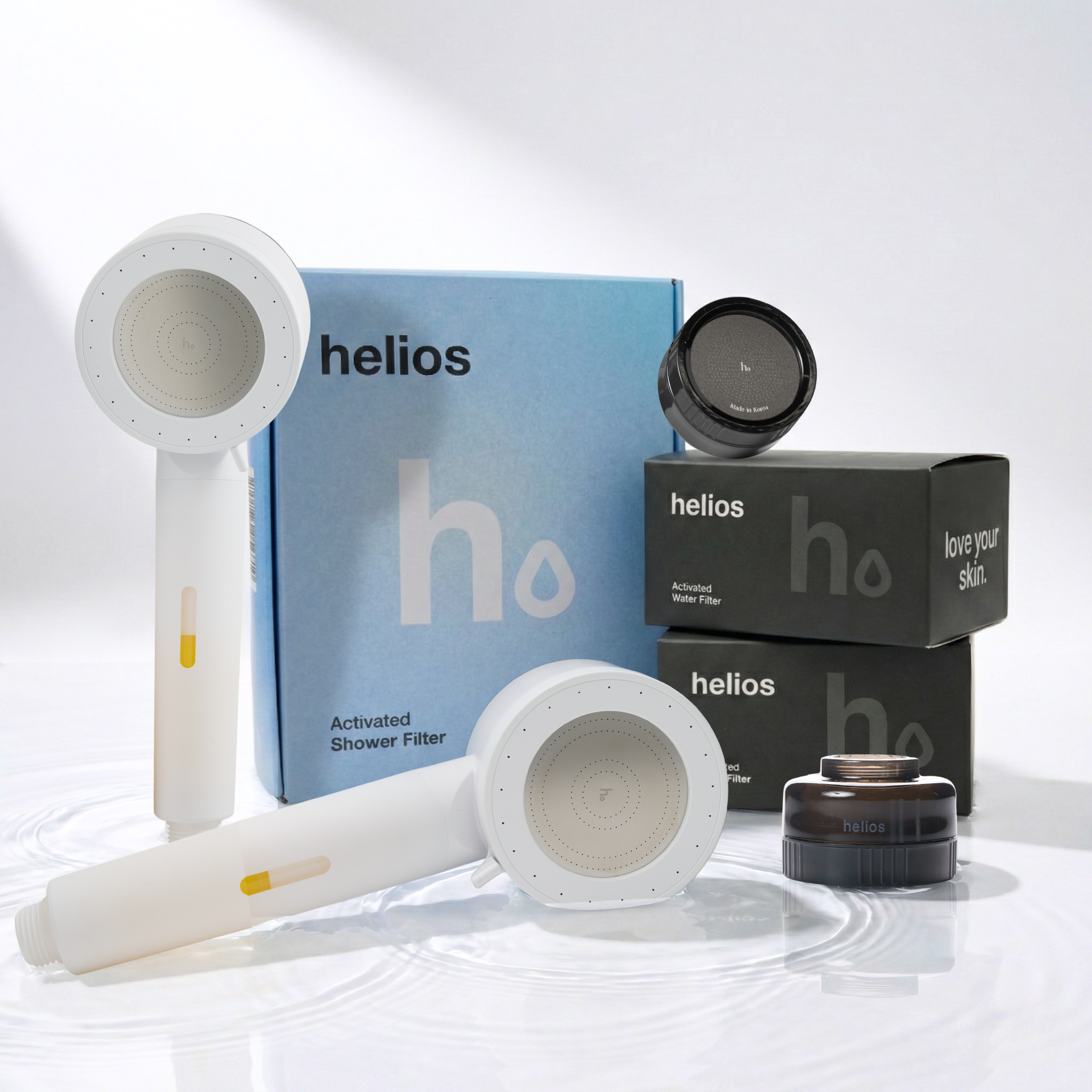 Helios Vitamin C Infusion Showerhead Filter + Skincare Sink Filter Bundle (4 Pack)