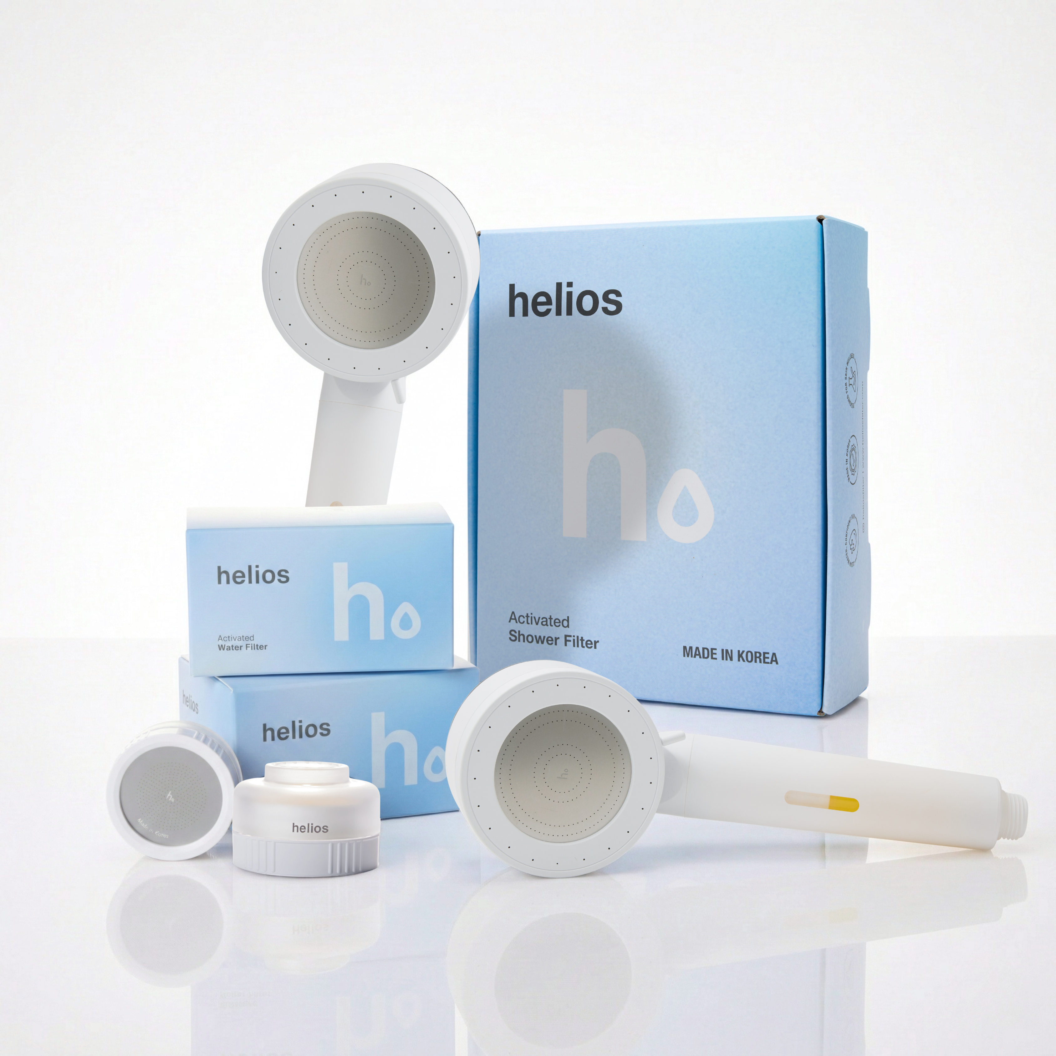 Helios Vitamin C Infusion Showerhead Filter + Skincare Sink Filter Bundle (4 Pack)